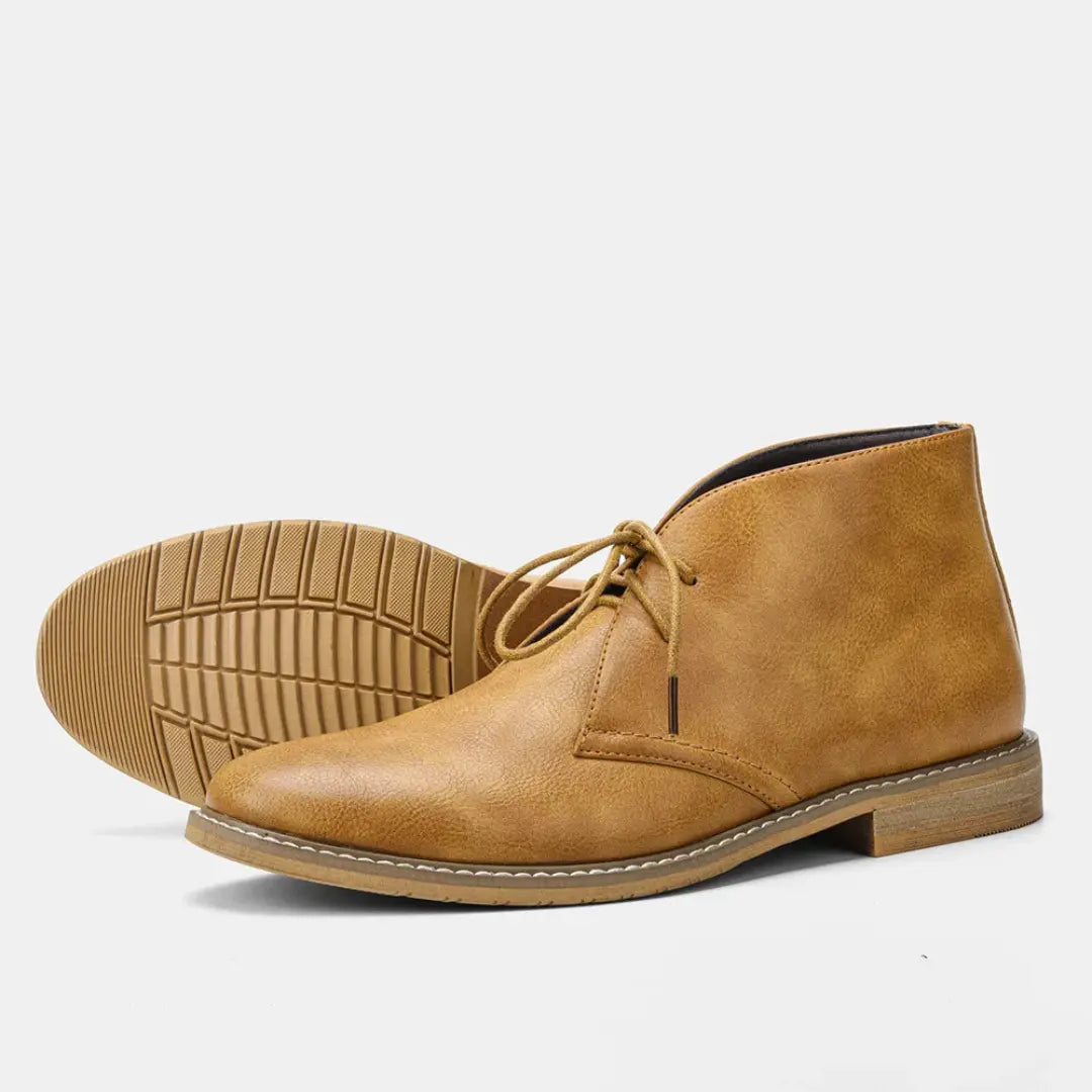 Men’s Classical Retro Leather Chukka - Turf Boots for Timeless Style