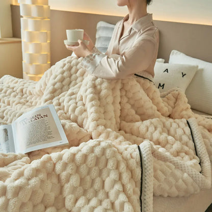 Tavira 3D Turtle Shell Jacquard Throw Blanket - Super Soft Flannel Plush All-Season Blanket