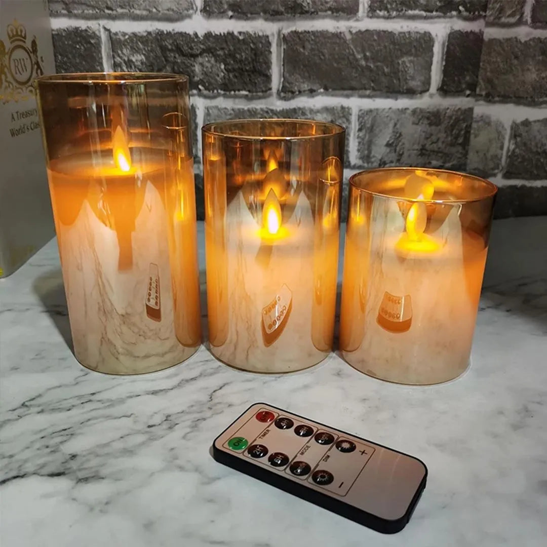 3Pcs Set Flameless Candles with Remote Timer