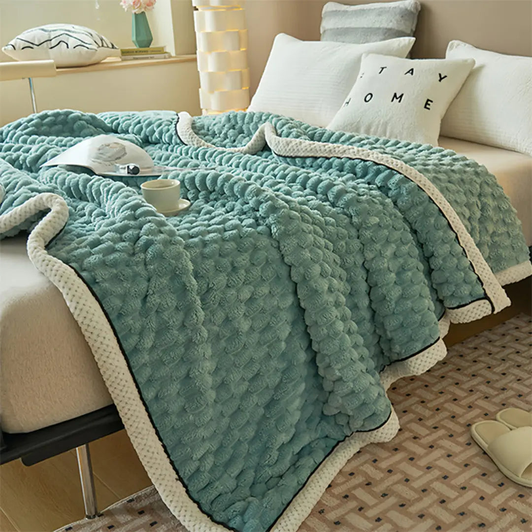 Tavira 3D Turtle Shell Jacquard Throw Blanket - Super Soft Flannel Plush All-Season Blanket