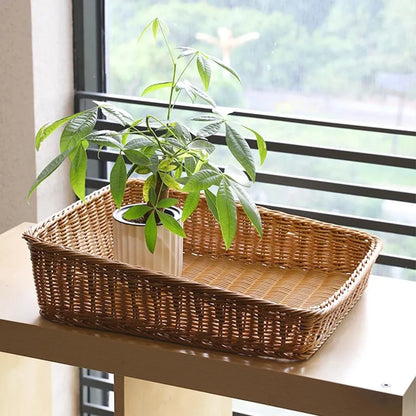 Rectangular Wicker Rattan Serving Tray