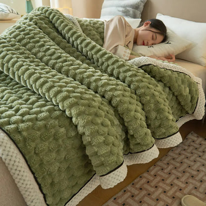Tavira 3D Turtle Shell Jacquard Throw Blanket - Super Soft Flannel Plush All-Season Blanket