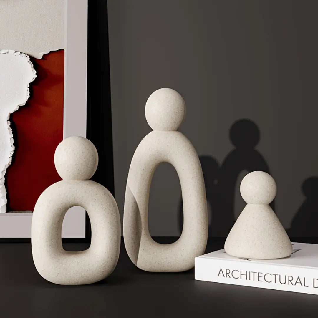 Modern Minimalist Resin Abstract Family of Three Figurine Set for Home Decor