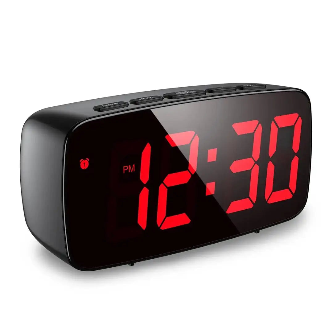Digital LED Alarm Clock with Temperature, Date, Snooze, Voice Activation, and Night Mode