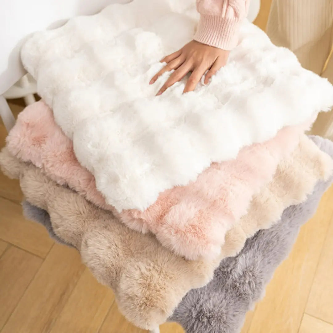 Velora Anti-Slip Faux Fur Chair Cushion - Fluffy Washable Seat Pad with Removable Cover
