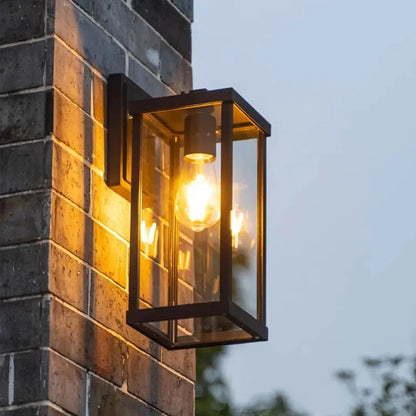 Outdoor Wall Light - Modern Black Lantern Exterior Light for Front Door and Garden