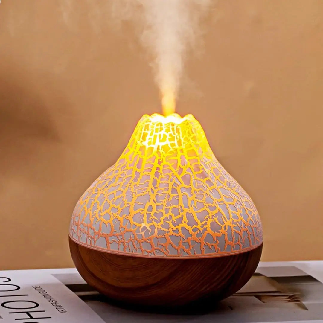 Volcano Air Humidifier 300ml - USB Mist Air Humidifier with LED Ambient Light