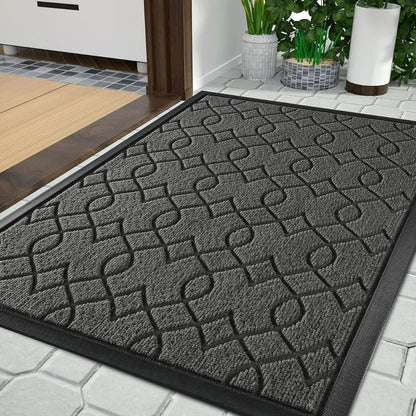 Bravix Outdoor Door Mat - Heavy Duty Water Absorbent Mud Resistant Non-Slip Entry Mat