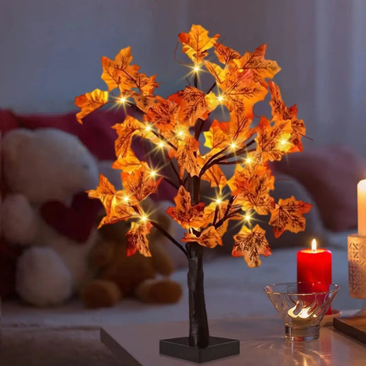 Artificial Maple Tree Lamp with LED Lights - Perfect for Halloween and Christmas Decor