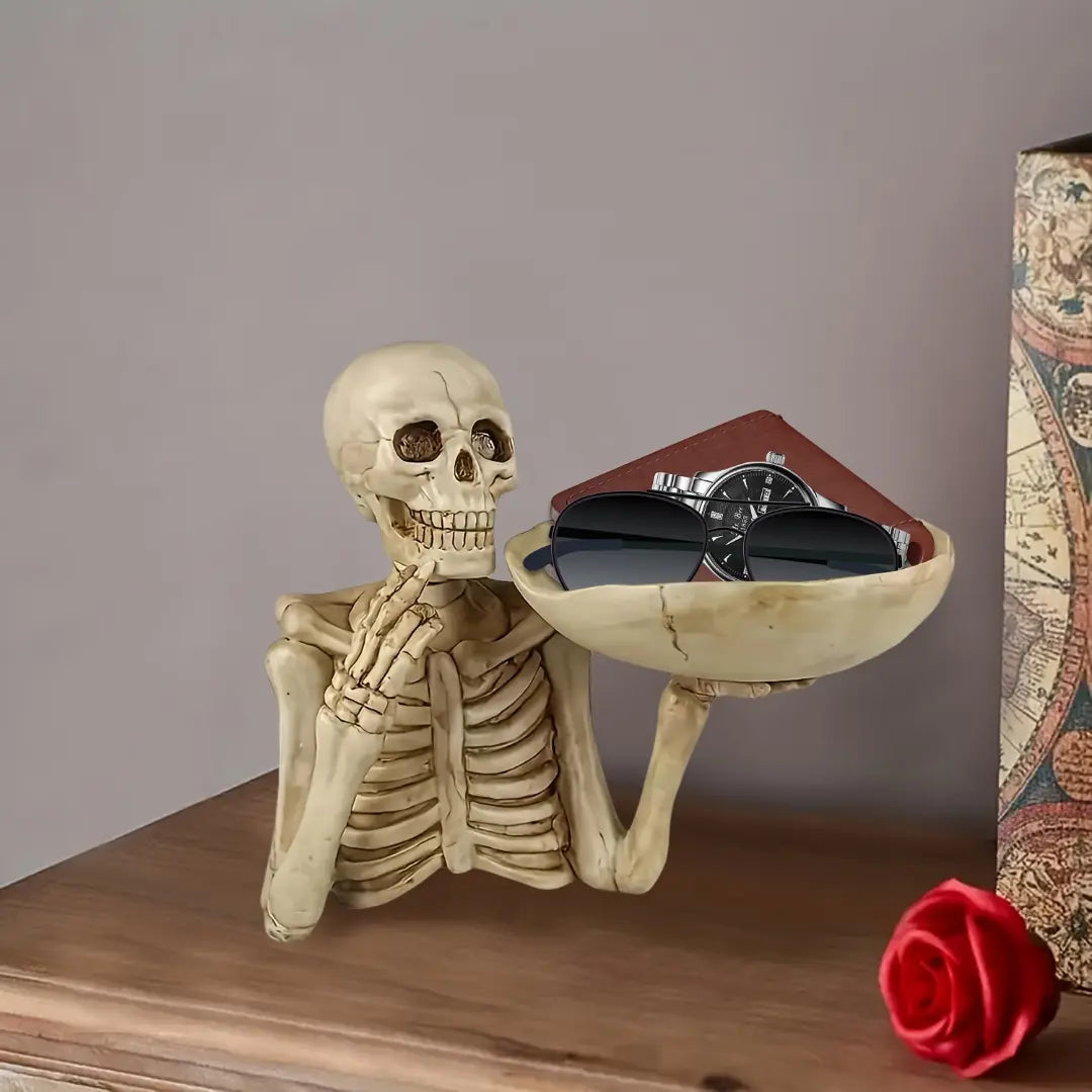 Halloween Skull Tray - Resin Skeleton Candy Bowl Decoration