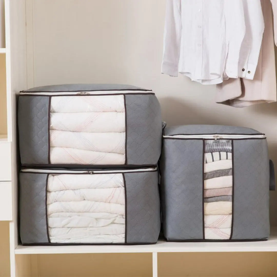 Brenlo 3-Piece Large Clothes Storage Bag Set - Foldable Closet and Underbed Organizers with Handles