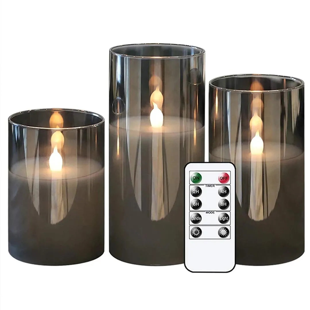 3Pcs Set Flameless Candles with Remote Timer