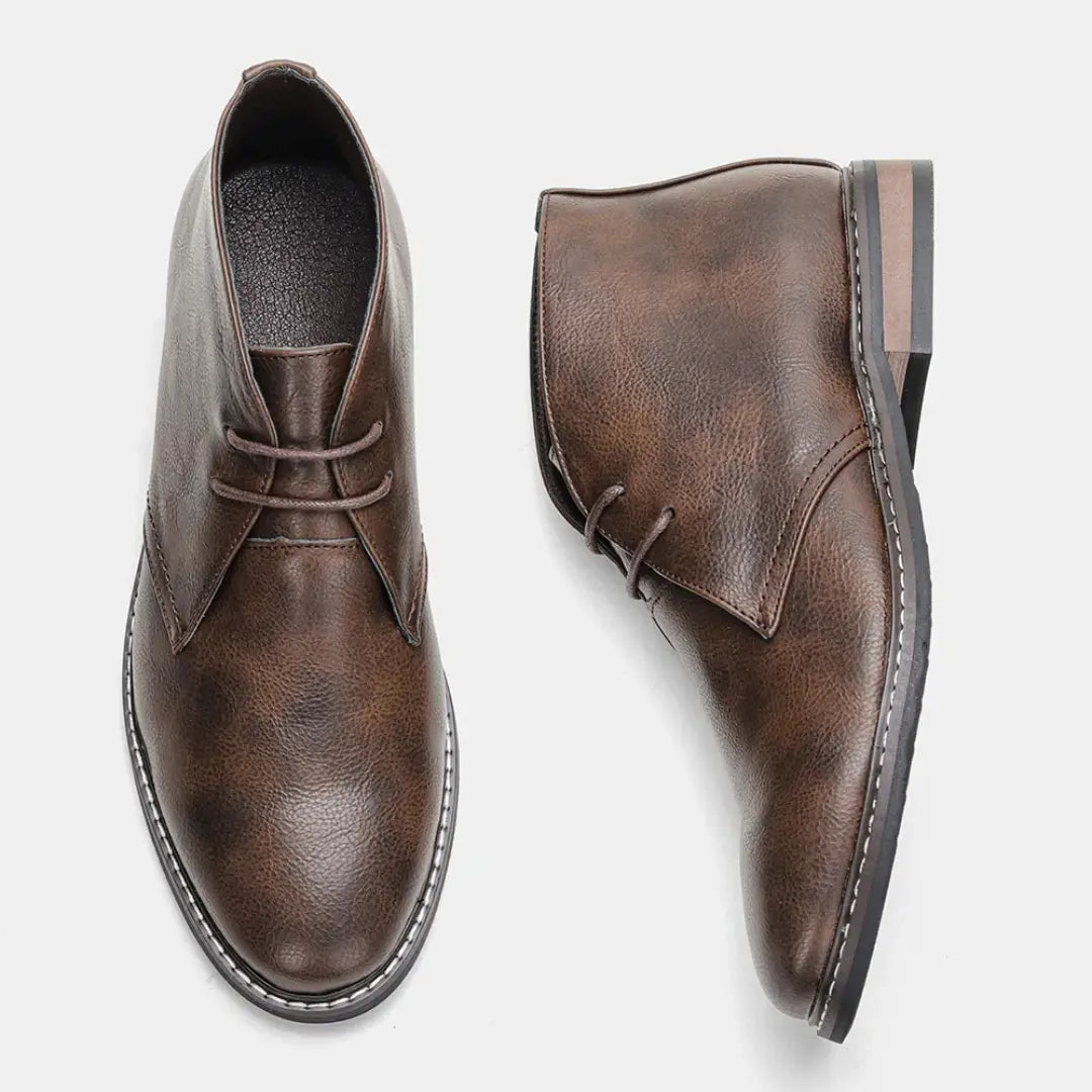 Men’s Classical Retro Leather Chukka - Turf Boots for Timeless Style