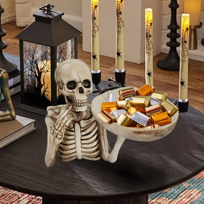 Halloween Skull Tray - Resin Skeleton Candy Bowl Decoration
