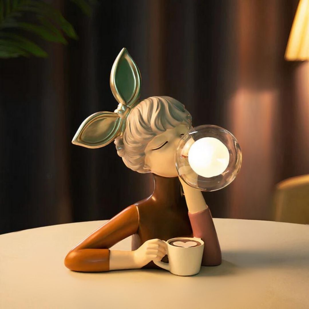 Artisan Sisters Table Lamp - Handcrafted Decorative Light with Elegant Figurine Design
