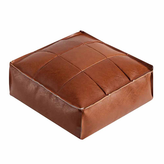 Leather Square Floor Pouf Cover