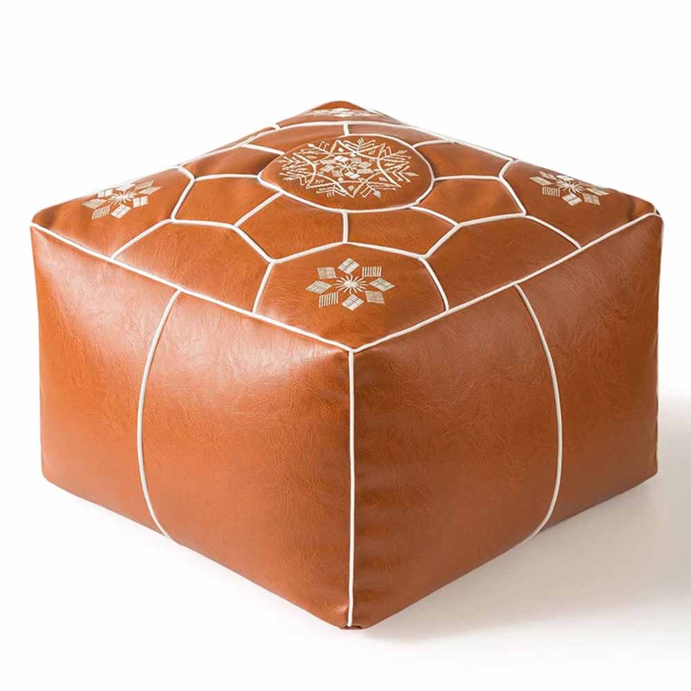 Elegant Leather Pouf Cover