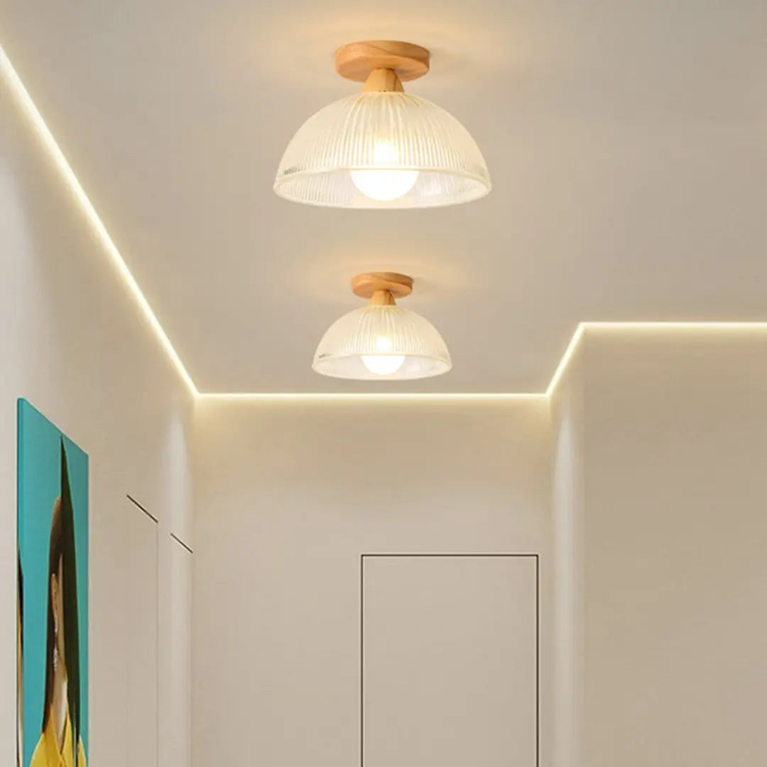 Solid Wood and Glass Modern Ceiling Lamp