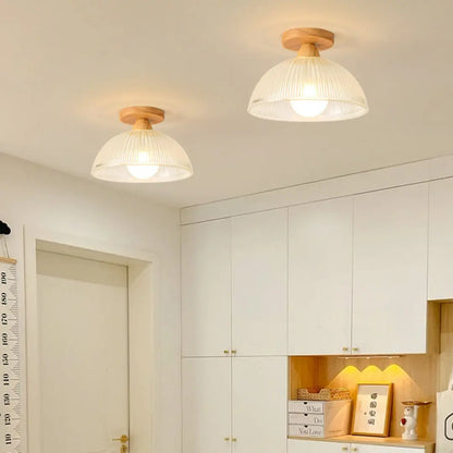 Solid Wood and Glass Modern Ceiling Lamp