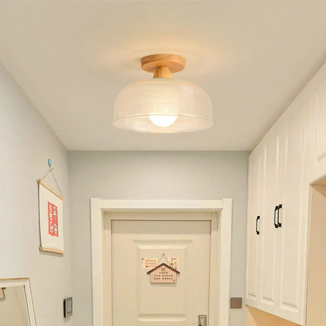 Solid Wood and Glass Modern Ceiling Lamp