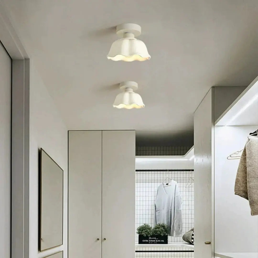 Vintage Ceramic and Glass Ceiling Light