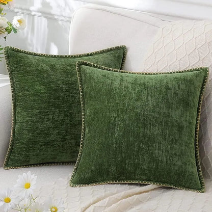 Set of 2 Chenille Cushion Covers – Modern Pillowcases for Sofa & Home Decor