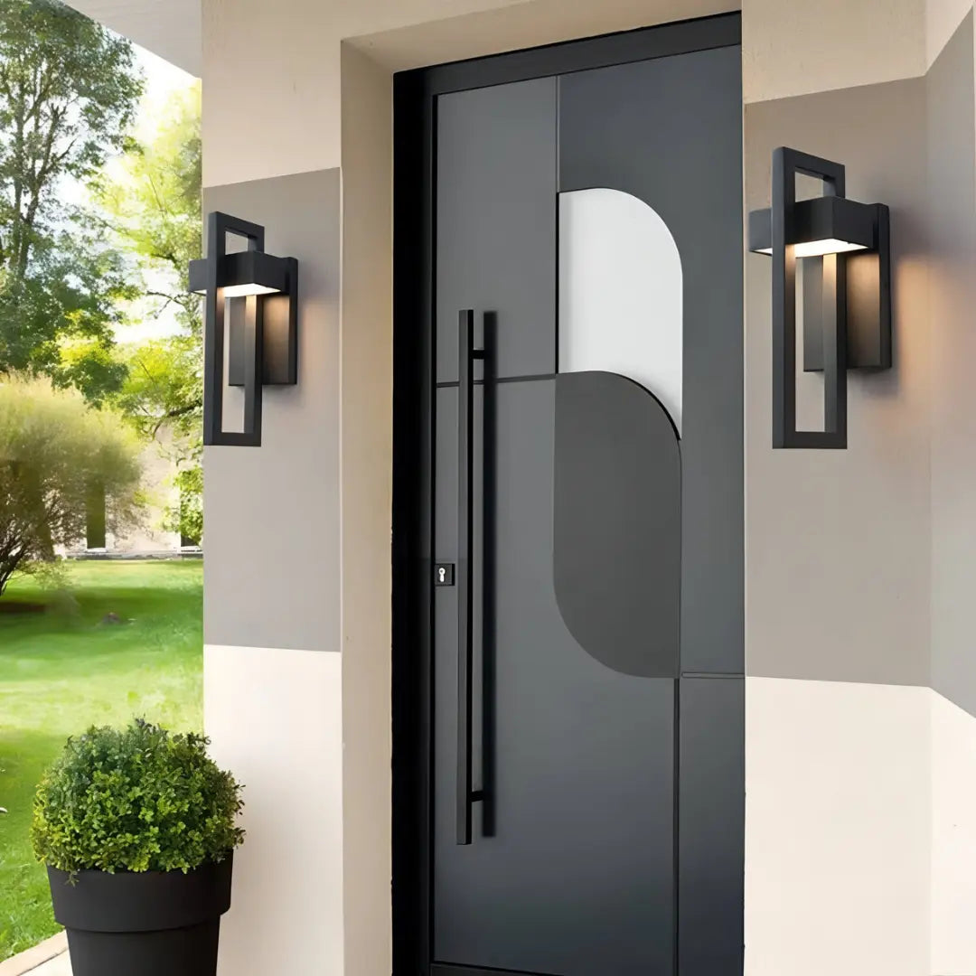 Marshall Modern Outdoor Wall Light - Black with Stainless Steel