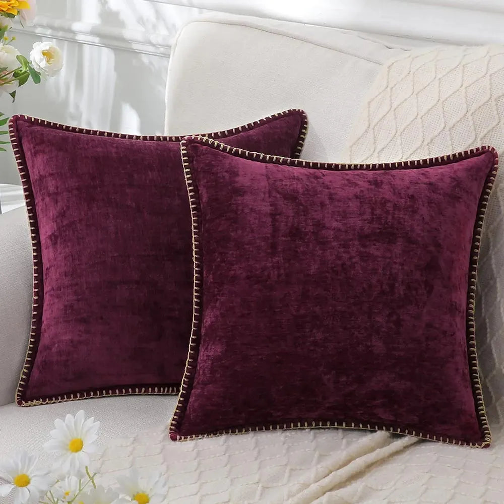 Set of 2 Chenille Cushion Covers – Modern Pillowcases for Sofa & Home Decor