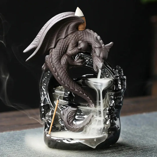 Ceramic Vintage Dragon Backflow Incense Burner - Handmade Aromatherapy Home Decor