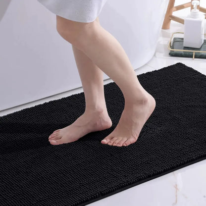 Chenille Bathroom Mat - Ultra Soft, Quick-Dry & Non-Slip Washable Rug