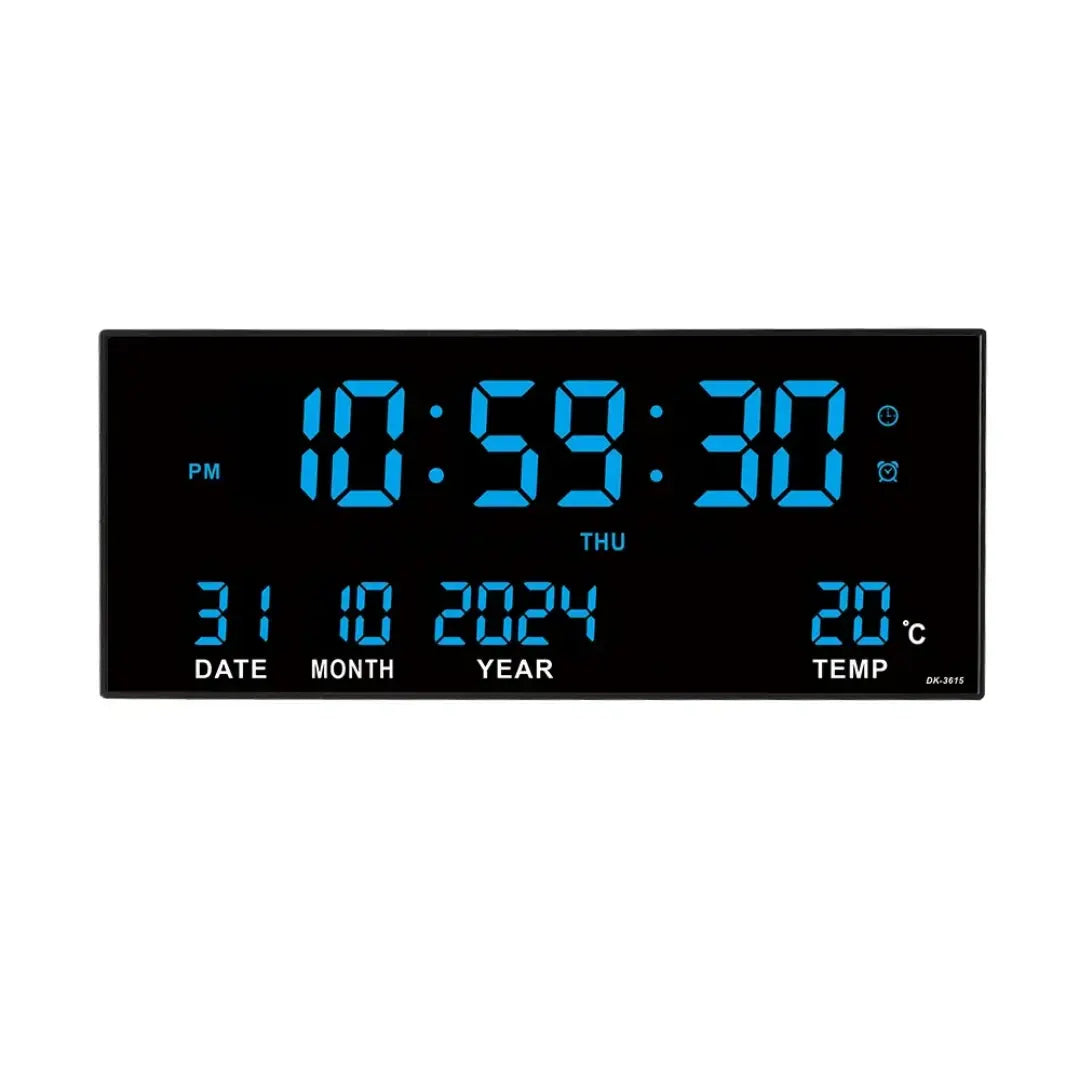 36cm Digital LED Large Wall Clock with 8 Alarms - Temperature and Calendar