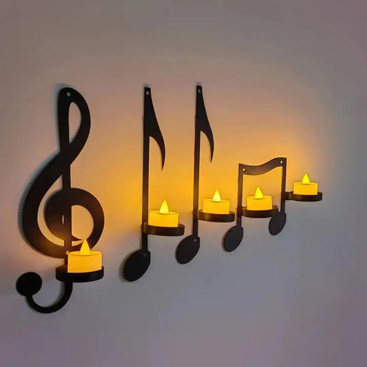 4PCs Set Music Note Candle Holder Wall Decor