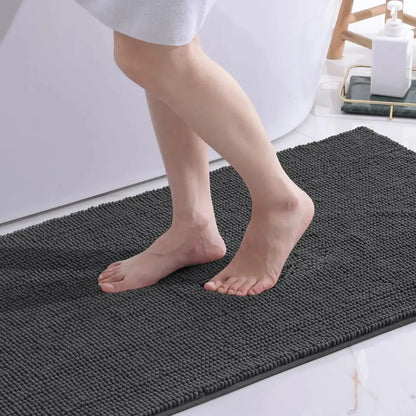 Chenille Bathroom Mat - Ultra Soft, Quick-Dry & Non-Slip Washable Rug