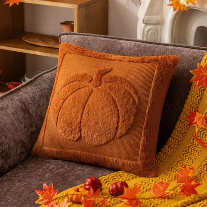 Halloween Pumpkin Plush Pillowcase - Cozy Festival Cushion Cover
