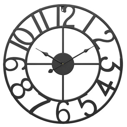 3D Roman Numerals 40cm Wall Clock - Retro Metal Iron Round Design