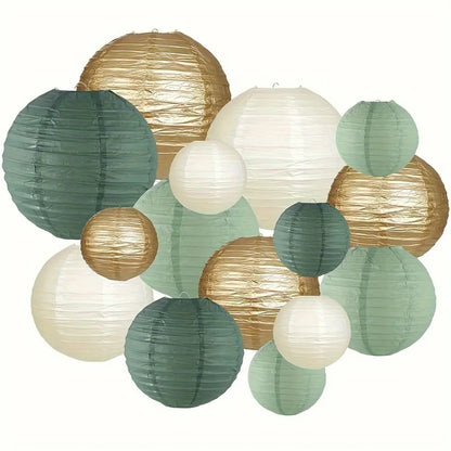 15 PCs Paper Lanterns Set - Rustic Hanging Decorations for Weddings and Parties