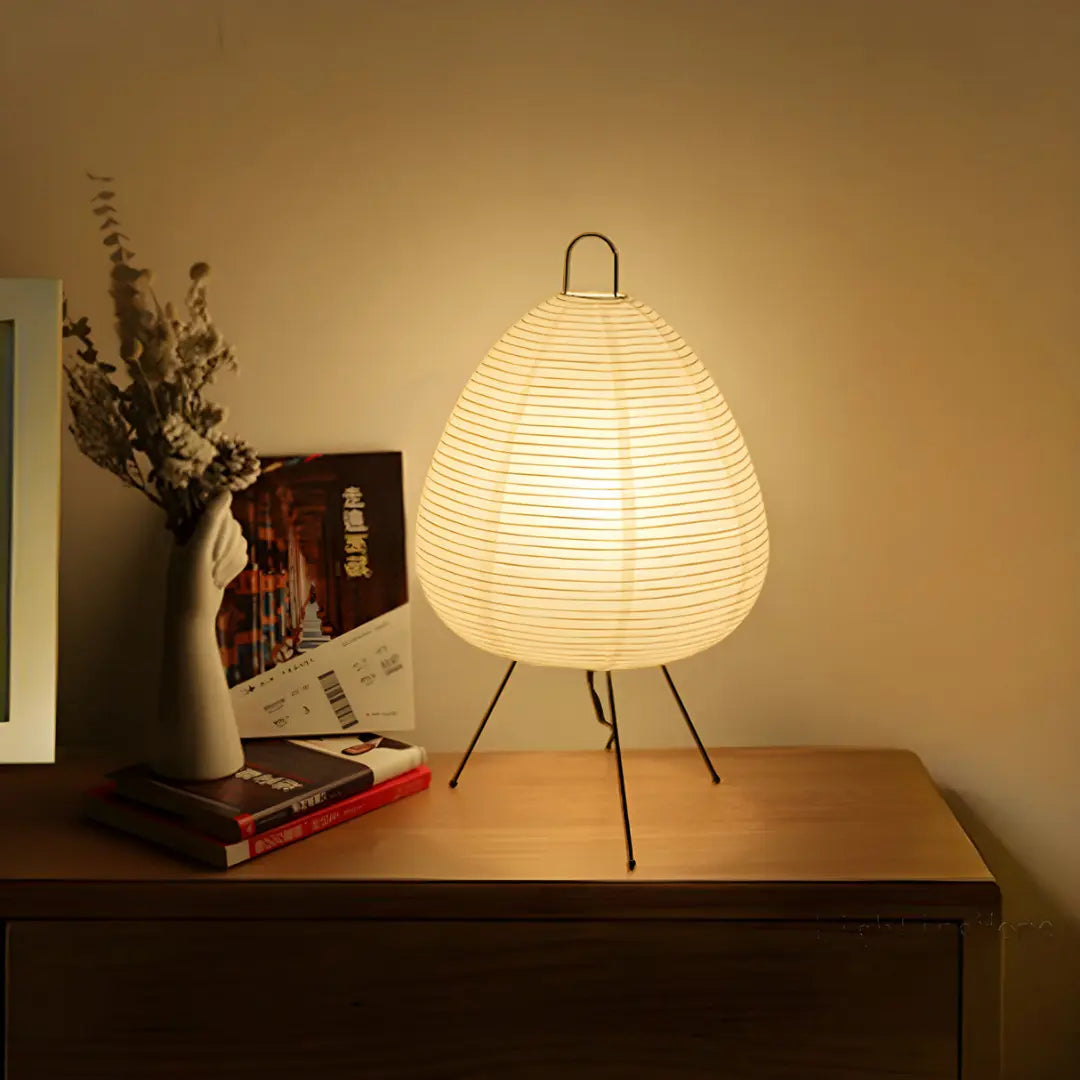 Akari Wabi-Sabi Table Lamp - Japanese Rice Paper Light for Minimalist and Boho Interiors