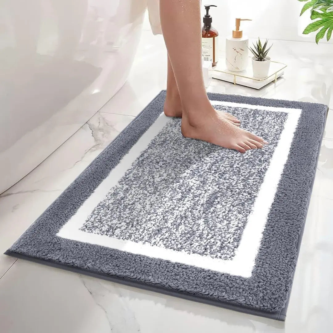 Bathroom Mat Fluffy Microfiber - Shaggy Non-Slip, Soft & Absorbent Bath Rug