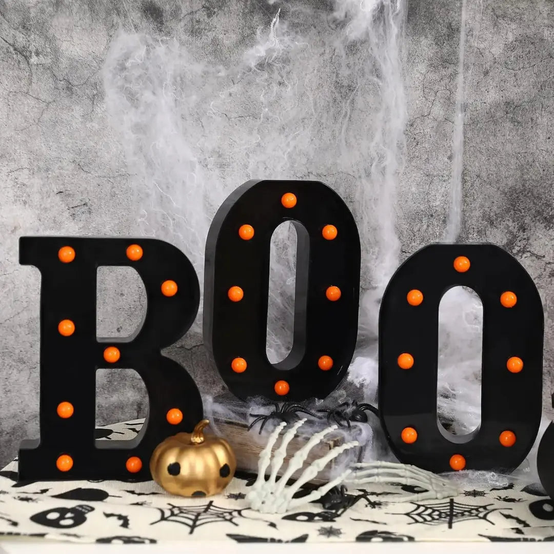 Halloween BOO LED Marquee Light Sign - Indoor Party Decoration