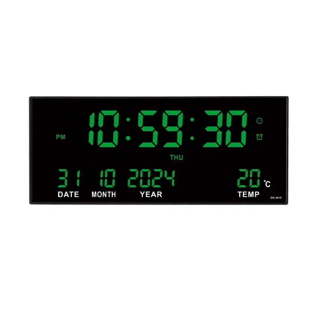36cm Digital LED Large Wall Clock with 8 Alarms - Temperature and Calendar