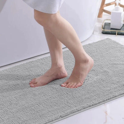 Chenille Bathroom Mat - Ultra Soft, Quick-Dry & Non-Slip Washable Rug