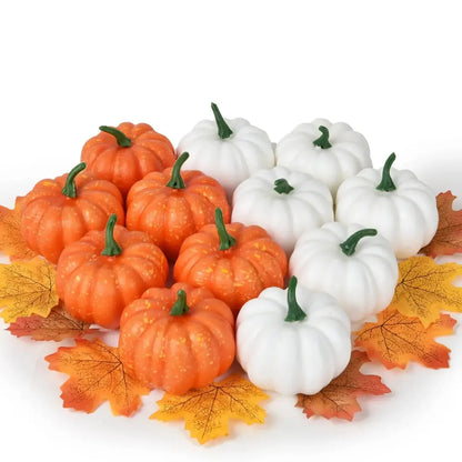 12 Piece Autumn Maple Leaves and Pumpkin Decoration Set